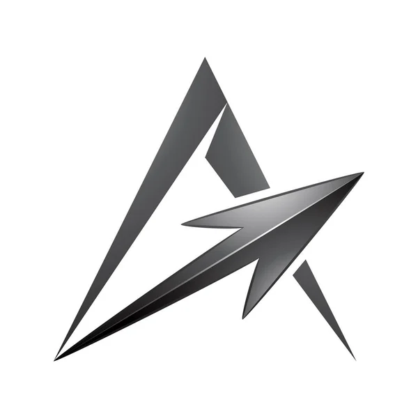Ilustração Spiky Triangular Letter Com Uma Seta Preta Isolada Fundo — Vetor de Stock