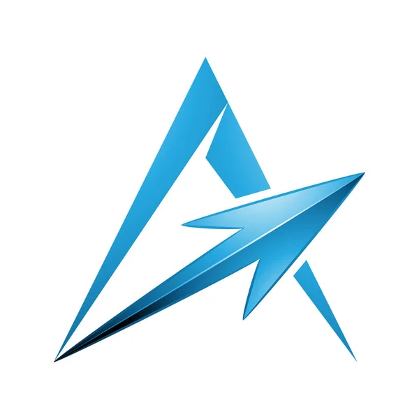 Ilustración Spiky Triangular Letra Con Una Flecha Azul Aislada Sobre — Archivo Imágenes Vectoriales