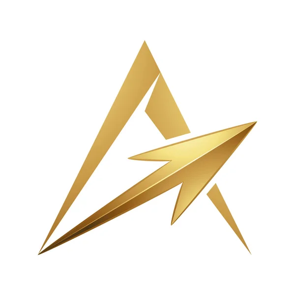 Illustration Spiky Triangular Letter Golden Arrow Isolated White Background — Stock Vector