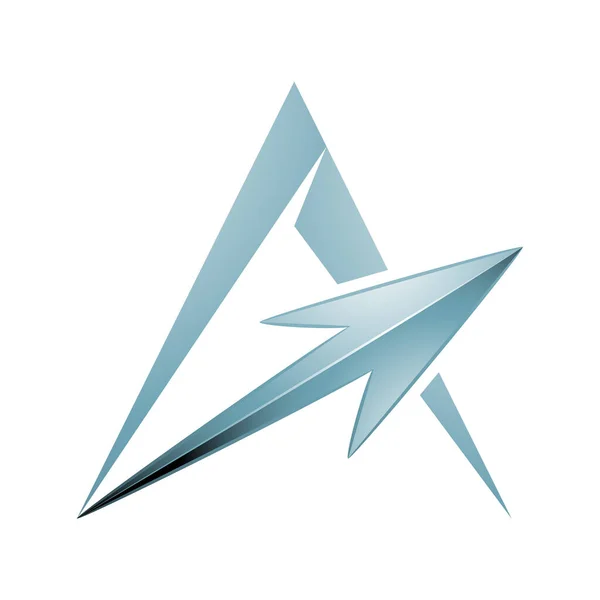 Illustration Lettre Triangulaire Pointue Avec Une Flèche Argent Isolée Sur — Image vectorielle