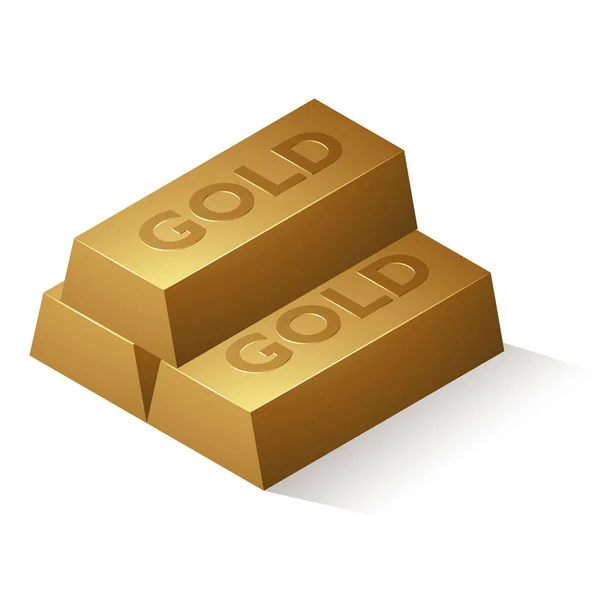 Barras Oro Con Texto Relieve Más Oscuro Aislado Sobre Fondo — Vector de stock