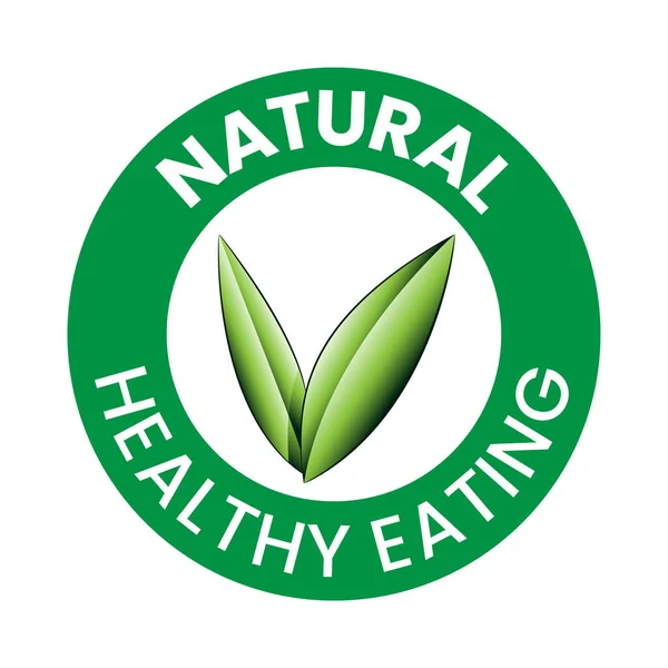 Alimentação Saudável Natural Ícone Redondo Com Folhas Verdes Sombreadas Isoladas — Vetor de Stock