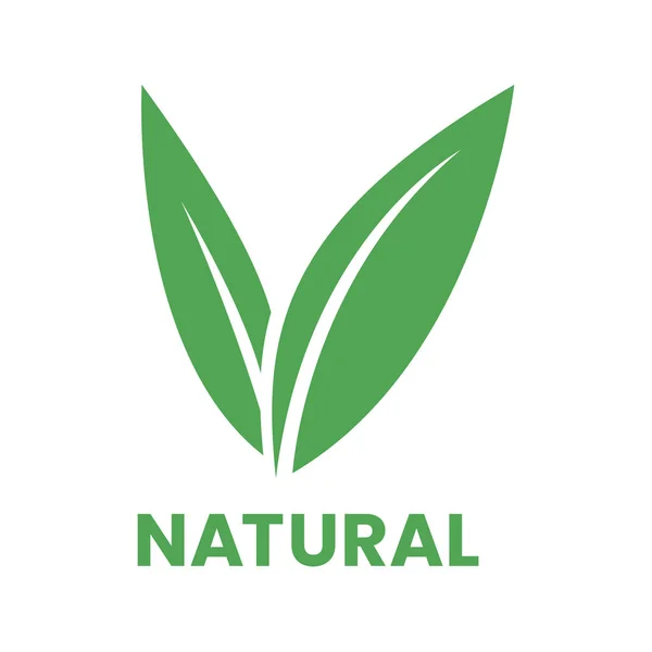 Ícone Natural Com Folhas Verdes Isoladas Fundo Branco — Vetor de Stock