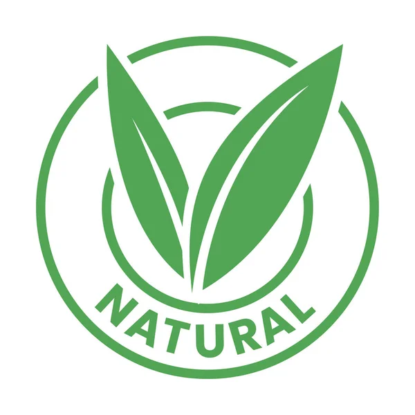 Natürliche Runde Ikone Mit Grünen Blättern Auf Weißem Hintergrund — Stockvektor