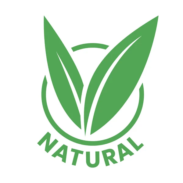Ícone Redondo Natural Com Folhas Verdes Isoladas Fundo Branco — Vetor de Stock