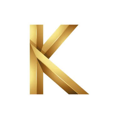 Beyaz Arkaplanda Altın Kabartmalı Parlak Harf K
