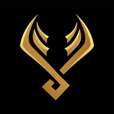 Siyah Arkaplanda Altın Parlak Soyut Kanatlar - Simge 1