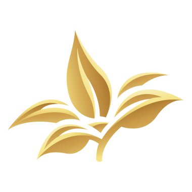 Beyaz Arkaplanda Altın Parlak Yapraklar - Simge 4