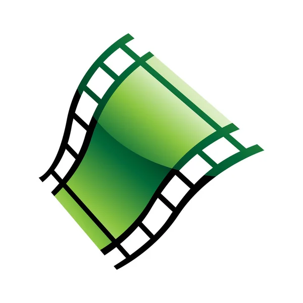 Green Film Reel White Background — Stock Vector