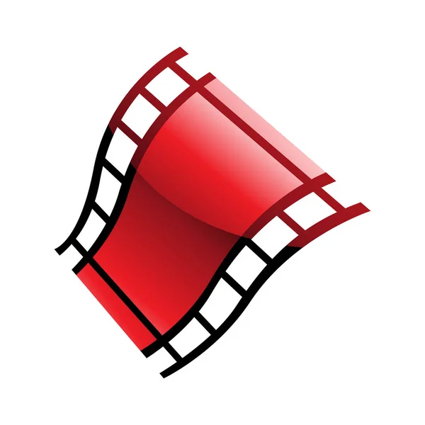 Red Film Reel White Background — Stock Vector