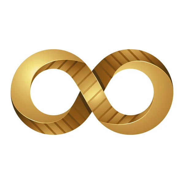 Zlatý Reliéfní Symbol Nekonečna Bílém Pozadí — Stockový vektor