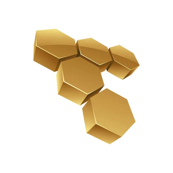 白色背景上的金3D蜂窝六边形 — 图库矢量图片