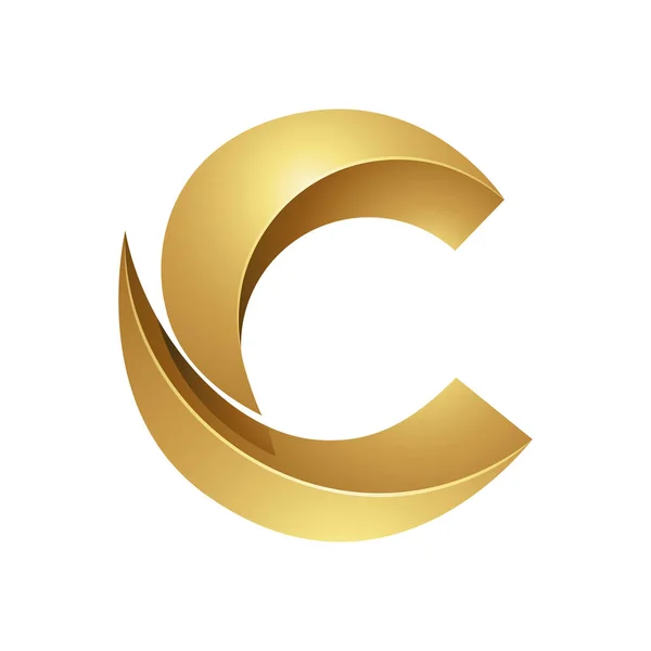 金色3D字母C类似于白色背景上的梅子片 — 图库矢量图片