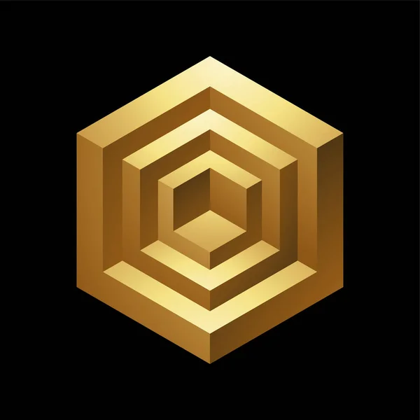 Golden Abstrait Hexagones Sur Fond Noir — Image vectorielle