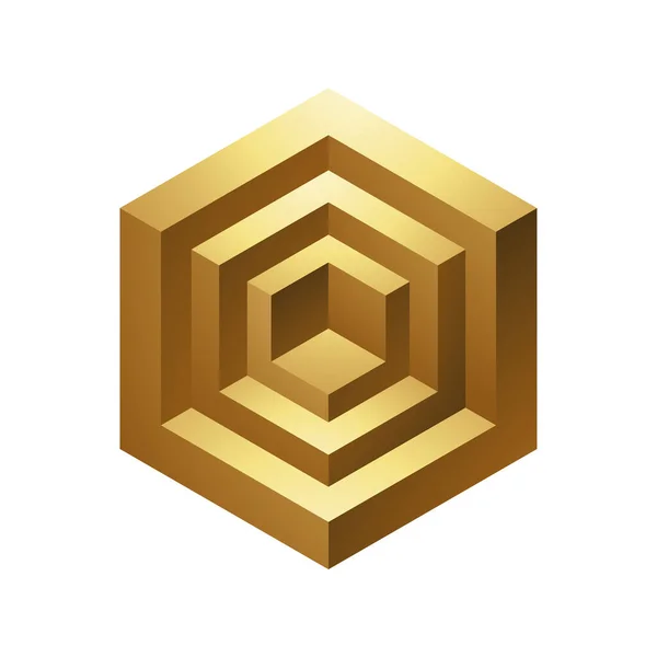 Golden Abstract Hexagonok Egy Fehér Háttér — Stock Vector