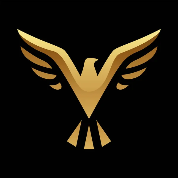 Goldener Abstrakter Adler Mit Offenen Flügeln Auf Schwarzem Hintergrund — Stockvektor
