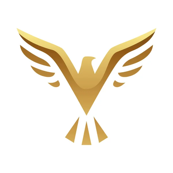 Goldener Abstrakter Adler Mit Offenen Flügeln Auf Weißem Hintergrund — Stockvektor