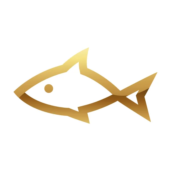 Golden Abstract Glossy Fish Białym Tle — Wektor stockowy