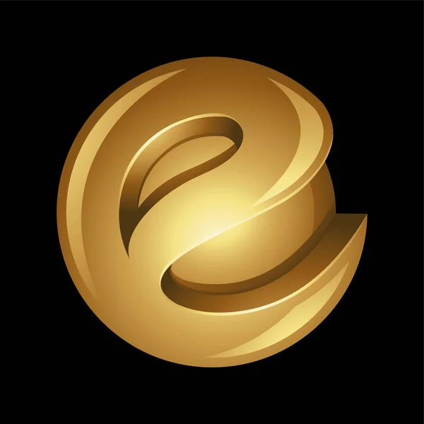 黑色背景上的金色抽象字母E球体 — 图库矢量图片
