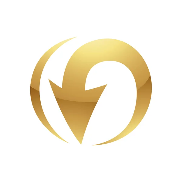Goldenes Abstraktes Rundes Pfeil Symbol Auf Weißem Hintergrund — Stockvektor