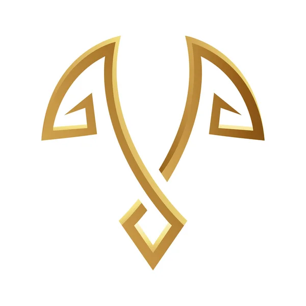 Forma Spiky Abstrato Dourado Fundo Branco — Vetor de Stock