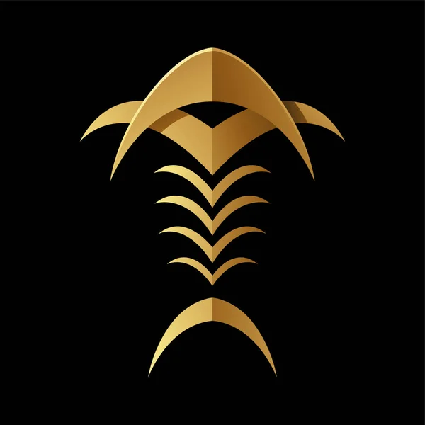 Golden Abstract Tribal Fishbone Sur Fond Noir — Image vectorielle