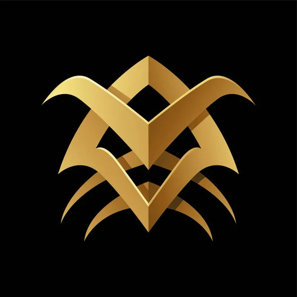 Golden Abstract Tribal Spiky Icône Sur Fond Noir — Image vectorielle