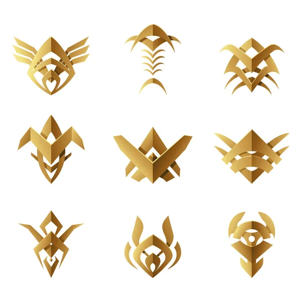 Zlaté Abstraktní Kmenové Symboly Bílém Pozadí — Stockový vektor