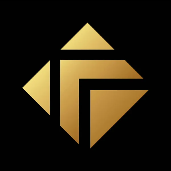 Golden Arrow Diamond Ikonen Svart Bakgrund — Stock vektor