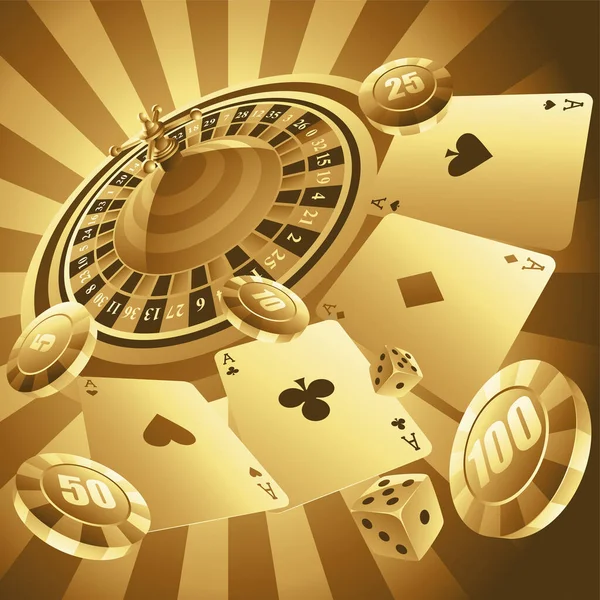 Casino Background Gold Colors — Stock Vector