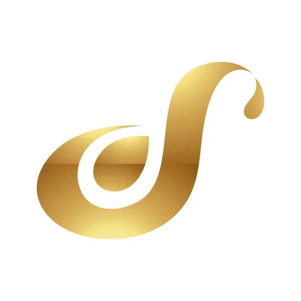 Golden Curvy Letter Белом Фоне — стоковый вектор