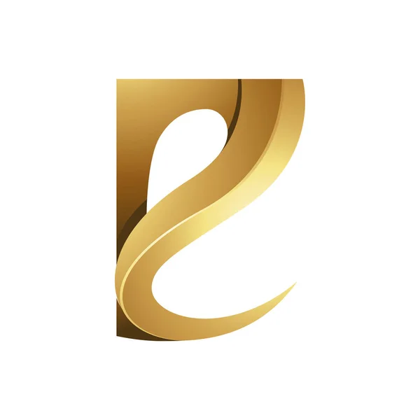 白色背景的金色凸起曲线和尖尖的字母E — 图库矢量图片
