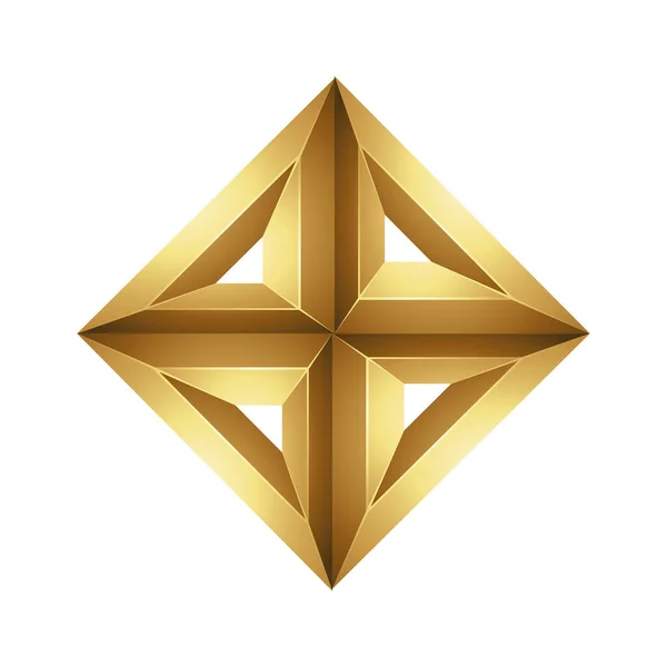 Diamant Doré Relief Composé Triangles Sur Fond Blanc — Image vectorielle