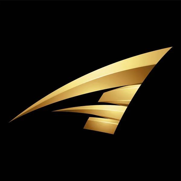 Golden Embossed Spiky Swooshing Lettre Sur Fond Noir — Image vectorielle