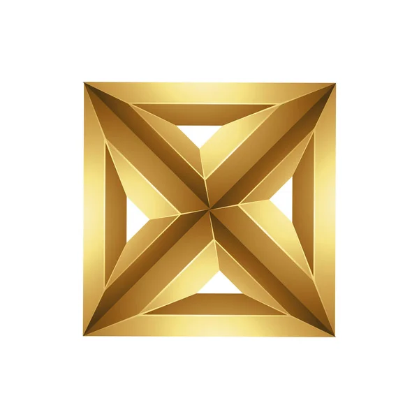 Cuadrado Relieve Dorado Hecho Triángulos Sobre Fondo Blanco — Archivo Imágenes Vectoriales