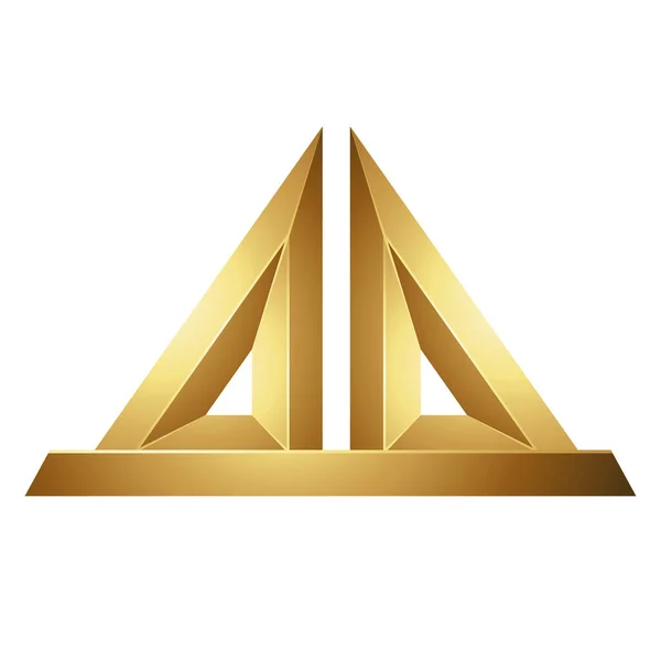 Goldene Geprägte Statuettenartige Dreiecke Auf Weißem Hintergrund — Stockvektor