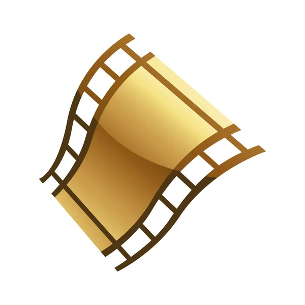 Golden Film Reel Λευκό Φόντο — Διανυσματικό Αρχείο