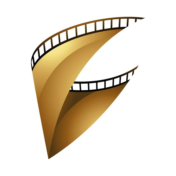 Golden Film Strip White Background — Stock Vector