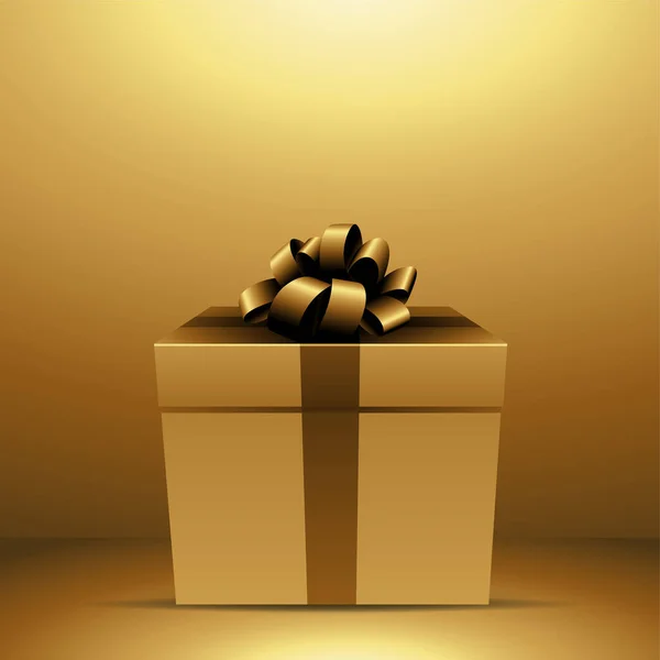 Golden Gift Box Een Gouden Achtergrond — Stockvector