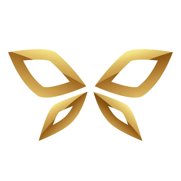 Zlatý Lesklý Abstraktní Motýl Bílém Pozadí — Stockový vektor