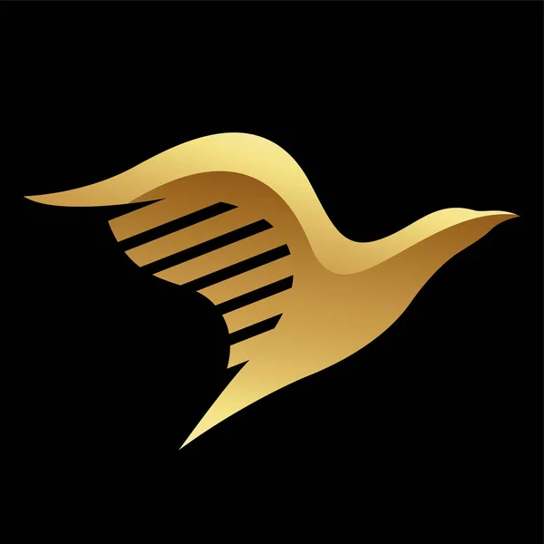 Golden Glossy Résumé Aigle Sur Fond Noir — Image vectorielle
