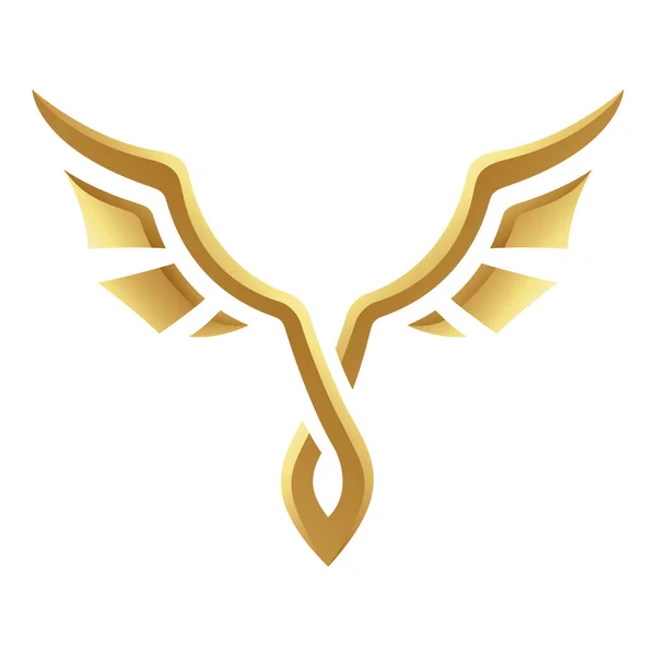 Zlatá Lesklá Abstraktní Křídla Bílém Pozadí Ikona — Stockový vektor