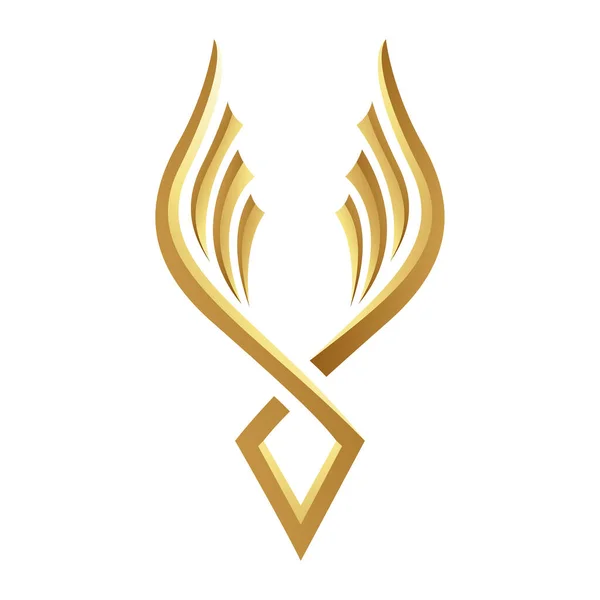 Golden Glossy Abstract Wings Fehér Háttér Ikon — Stock Vector