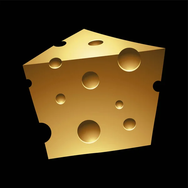 黑色背景下的金黄色乳酪 — 图库矢量图片