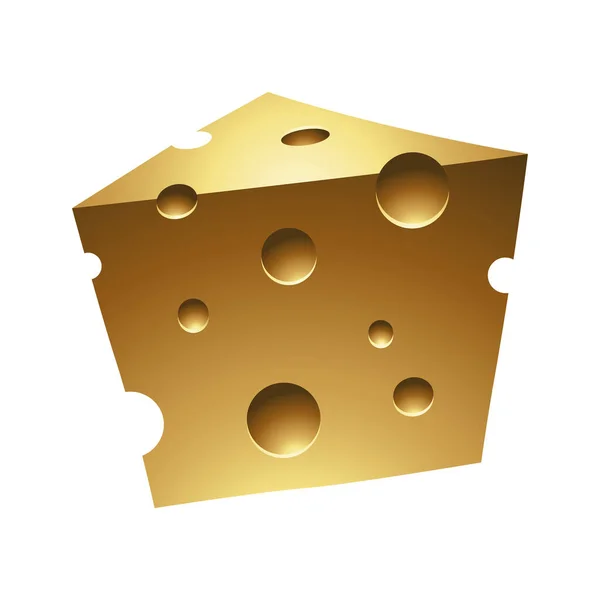 Golden Glossy Cheese Hvid Baggrund – Stock-vektor