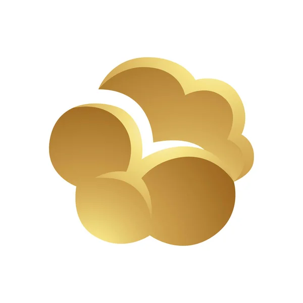 Golden Glossy Cloud Een Witte Achtergrond — Stockvector
