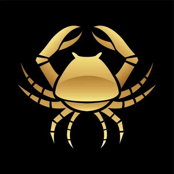 Golden Glossy Crab Icon Een Zwarte Achtergrond — Stockvector