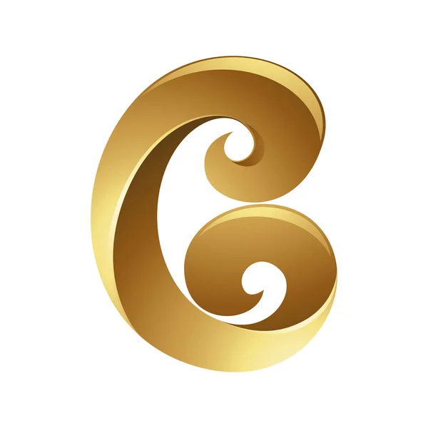 Golden Glossy Curvy Carta Fundo Branco — Vetor de Stock
