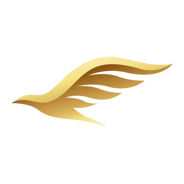Golden Glossy Flying Bird White Background — Stock Vector