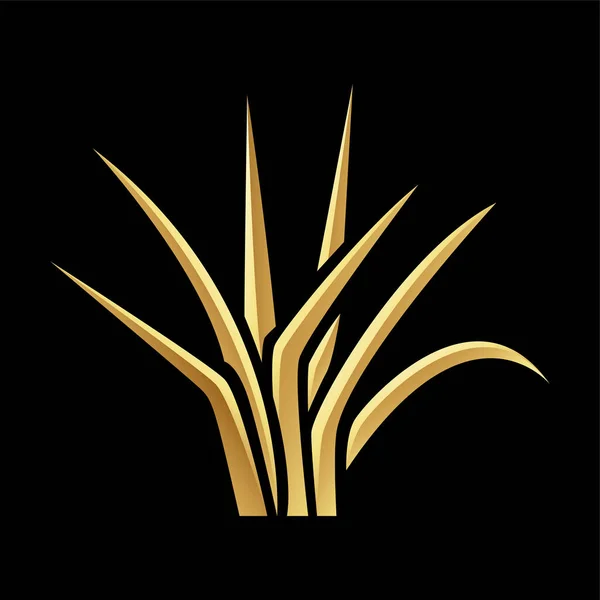Golden Glossy Grass Black Background — Stock Vector